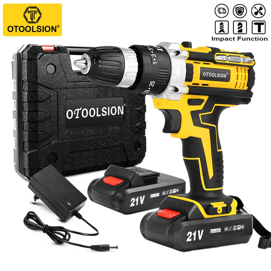 OTOOLSION 21V Cordless Electric Screwdriver Lithium Ion Battery Variable Speed Impact Drill 3/8 Inch Cordless Power Tool